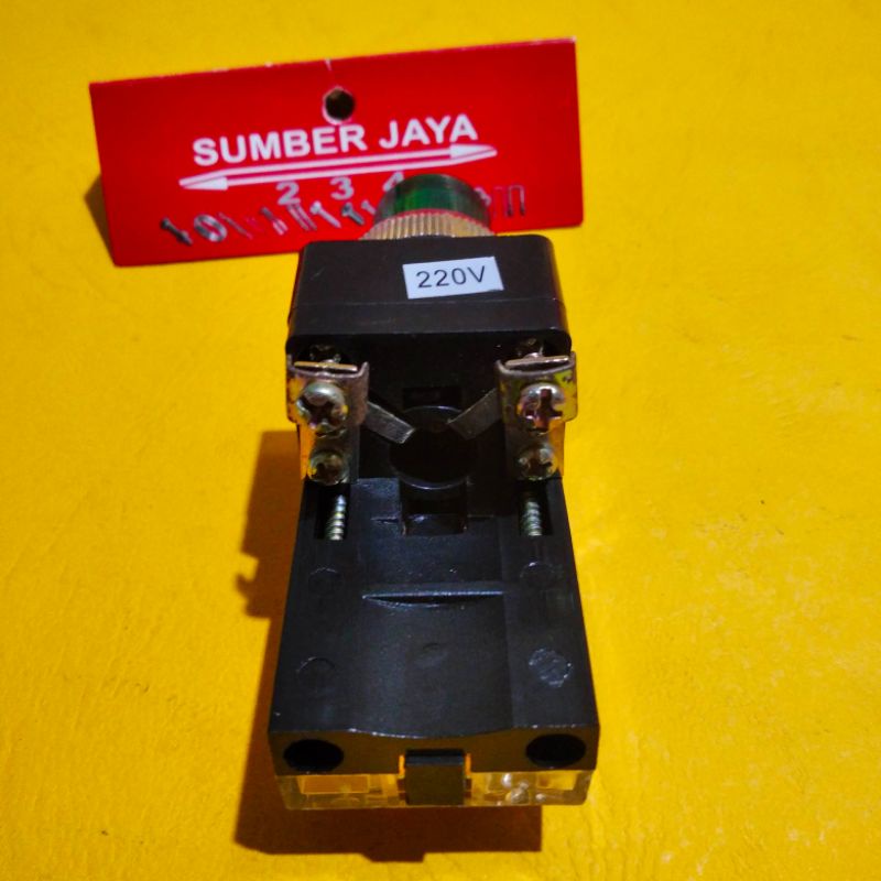 Push Button Hijau 4 kaki bohlam 220v - Tombol OFF hijau TERMURAH