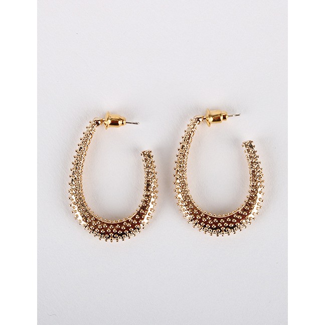 LRC Anting Tusuk Fashion Golden C-shaped Bright Gold Bump Alloy K45742