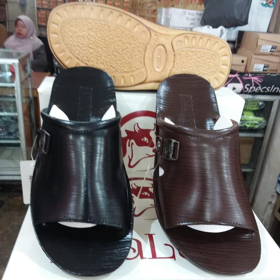 Sandal kulit asli analine pria dewasa sendal sorong laki laki slide murah berkualitas import selop d