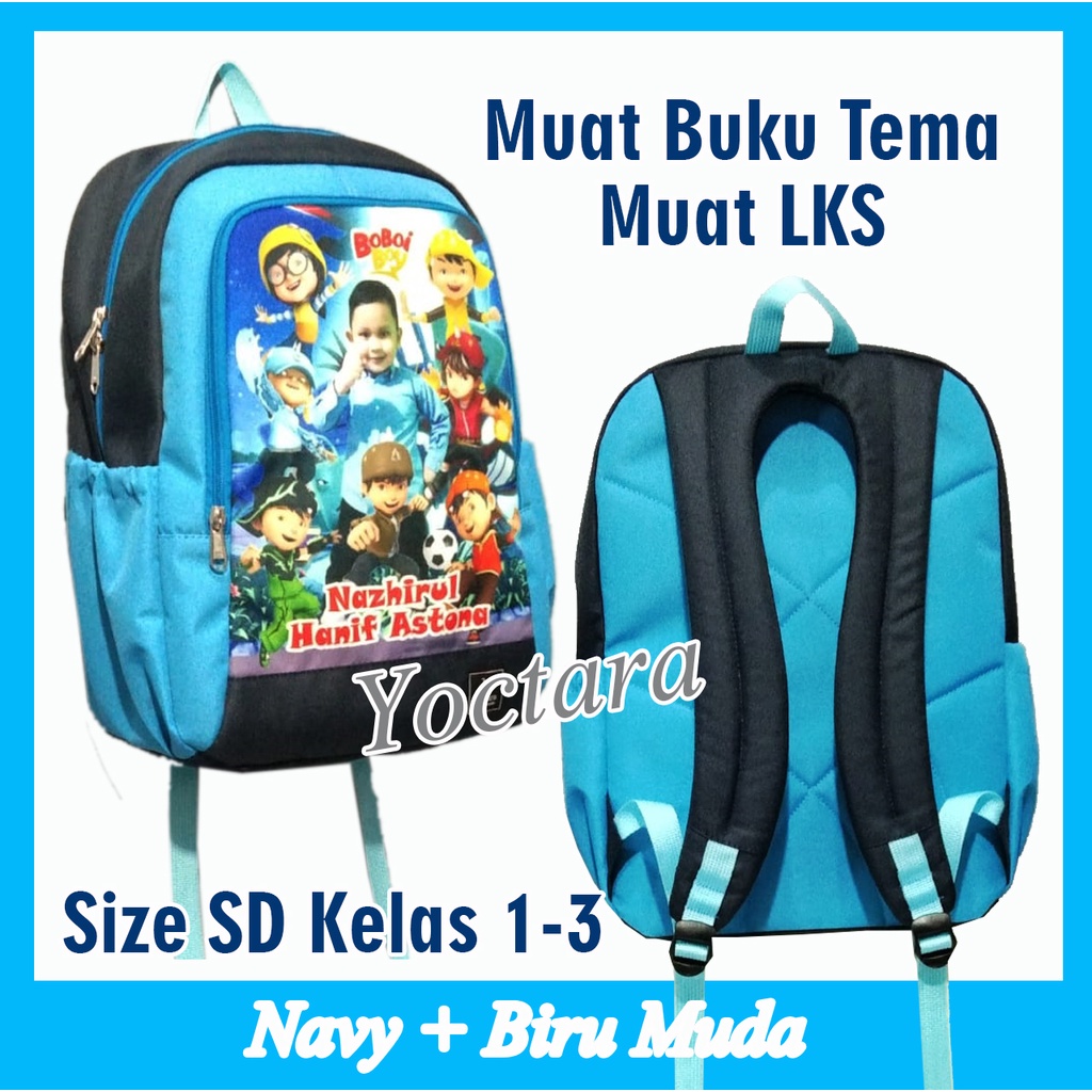 YOCTARA T38+ | Tas Anak Pakai Foto Nama dan Karakter Boboiboy Untuk SD Kelas 1-3 Tas Boboiboy Tas An