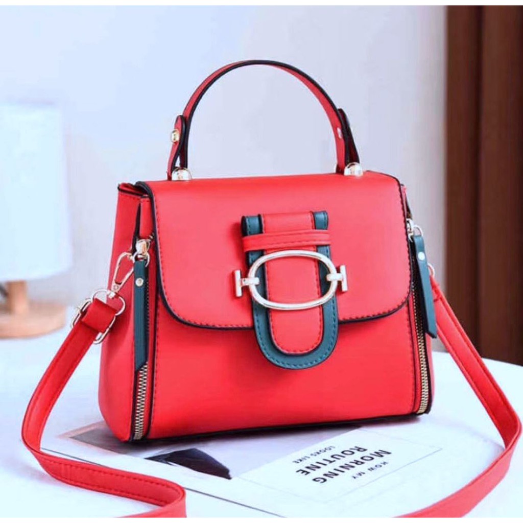 BJ212023 - BLACK/BROWN/GREEN/PINK/RED - TAS SLEMPANG JINJING TOTEBAG HANDBAG TAS WANITA FASHION IMPORT MODIS ELEGAN TERMURAH TERLARIS TERBARU JT12023 BAGSTORE JAKARTA TAS BATAM