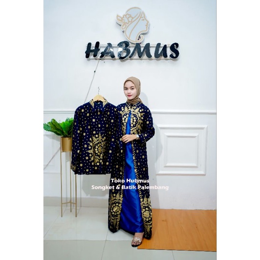 couple batik kondangan gamis songket palembang