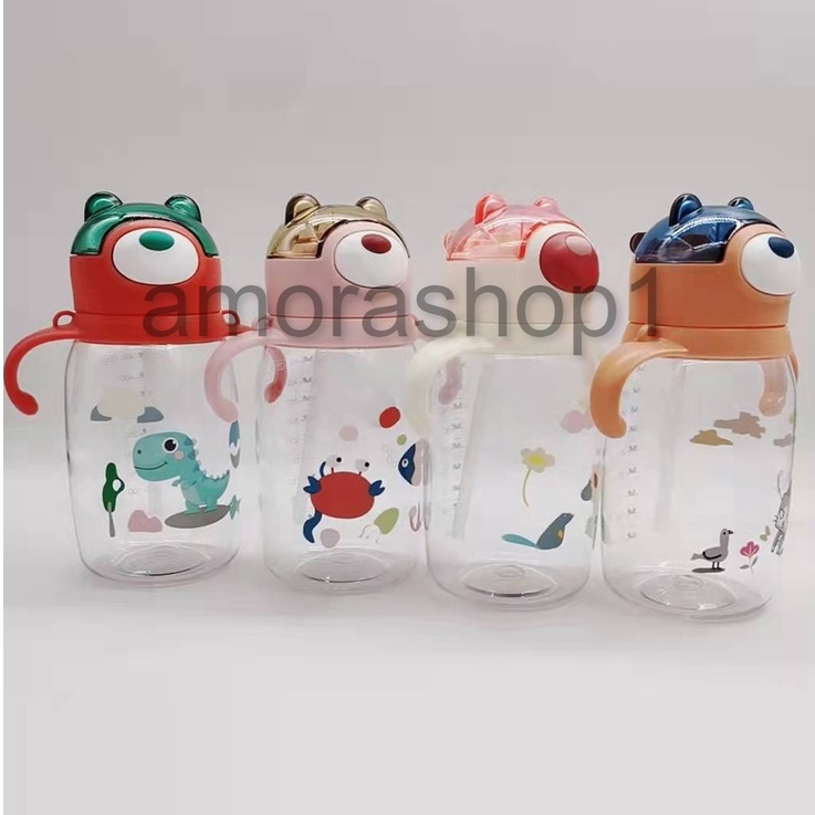 Botol Minum Anak Sedotan Karakter Binatang Lucu 450ML-550ML ( Seliya 2672-2673 ) BPA FREE