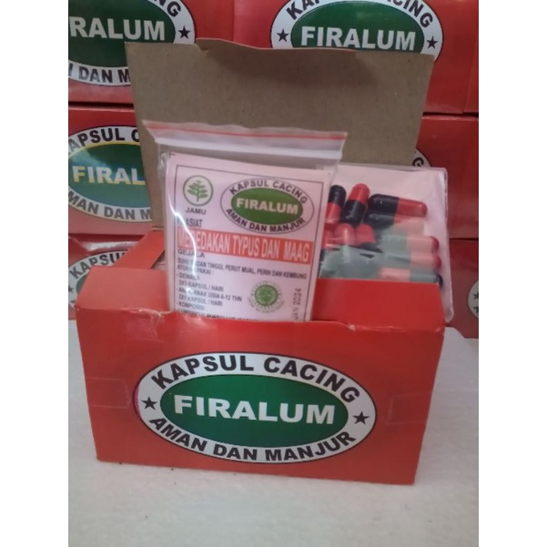 FIRALUM 12 KAPSUL CACING MEREDAKAN TYPUS DAN MAAG DILONG TILUNG TIPES TIPUS CACING KAPSUL