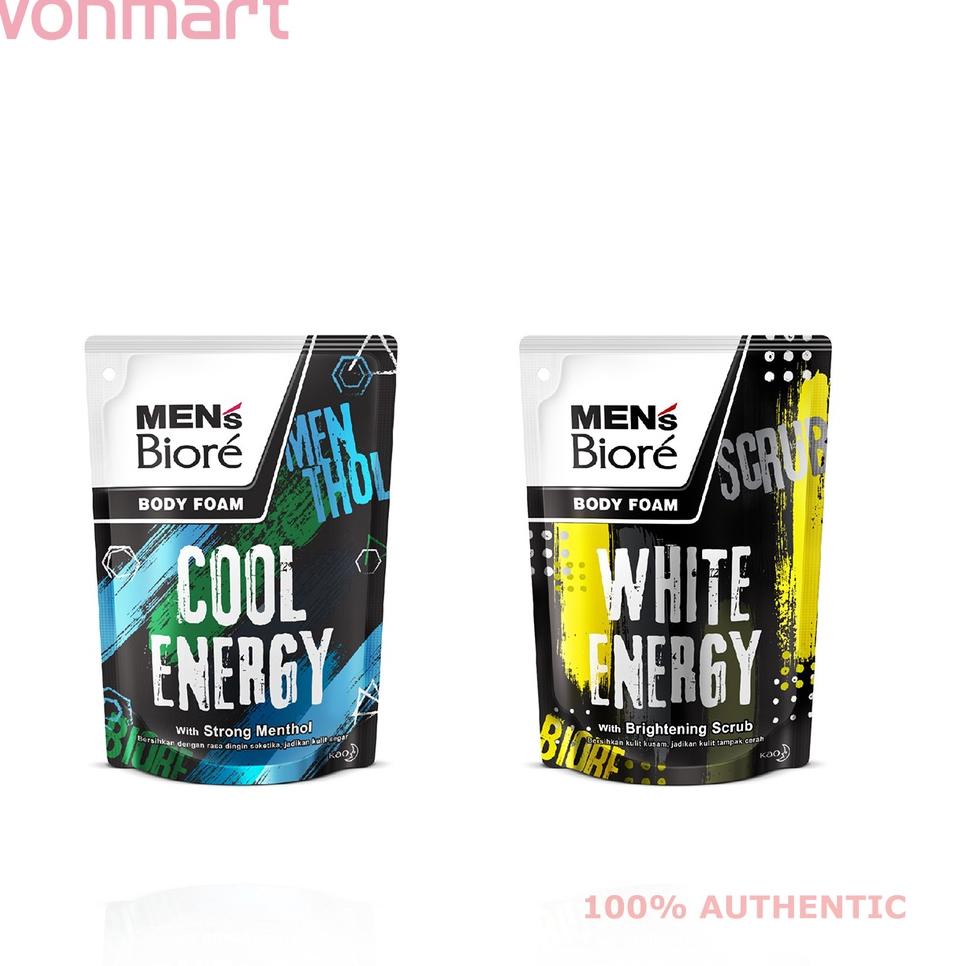 J6Y7 Biore Mens Body Foam Refill Pouch 250ml Cool Energy & White Energy - Men's Biore Terkini