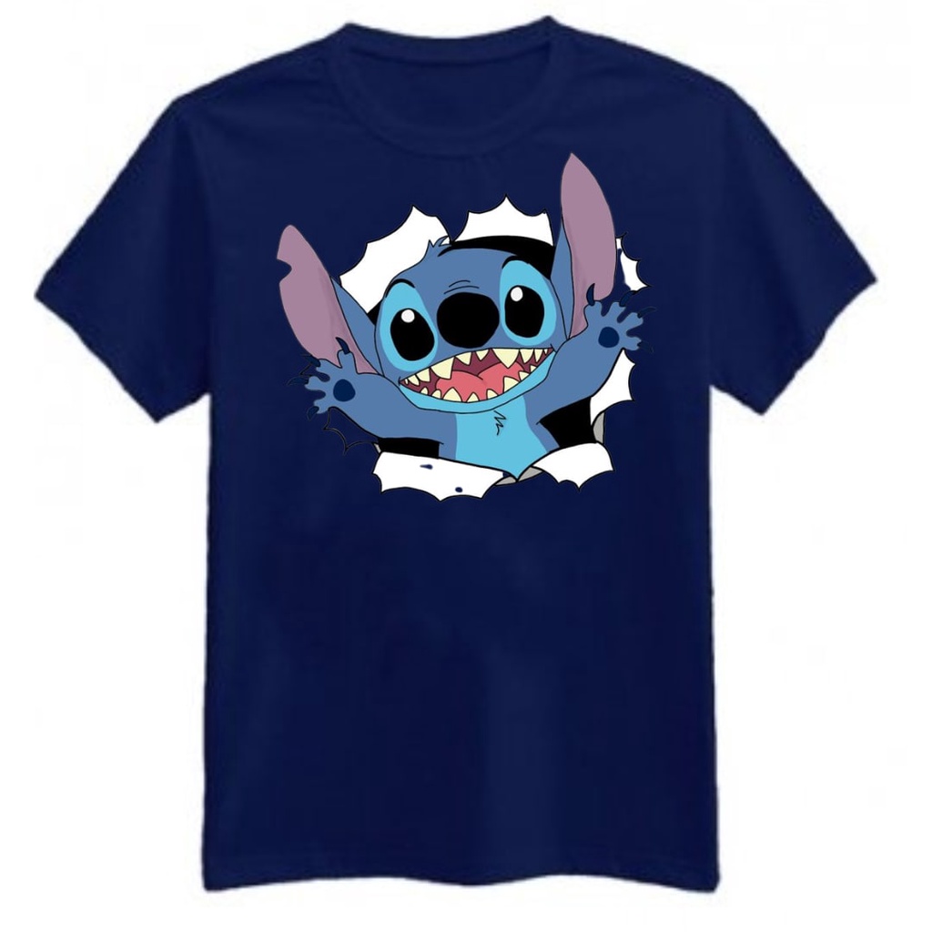 Clothing May - Kaos Stich Cute Kaos Koas Dewasa Anak Karater Distro Kekinin T Shirt Tshirt T-Shirt Premium Murah Unisex Wanita Perempuan Pria Laki-Laki Cowok Cewek Bahan Cotton Combed 30S Katun Kombed Sablon Dtf Murah Premium Oversize Kaus Oblong