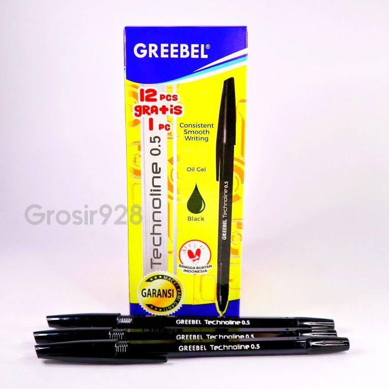 

(N2J5) ☆ (Per 12+1) Pen Greebel Technoline 0.5 mm / Pulpen / Pen Semi Gel (12 GRATIS 1) //Buruan@beli