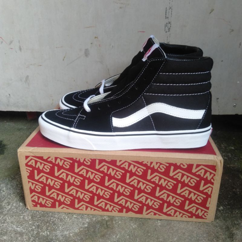 sepatu Vans Sk8 High Black White (Resmi PT.Navya)