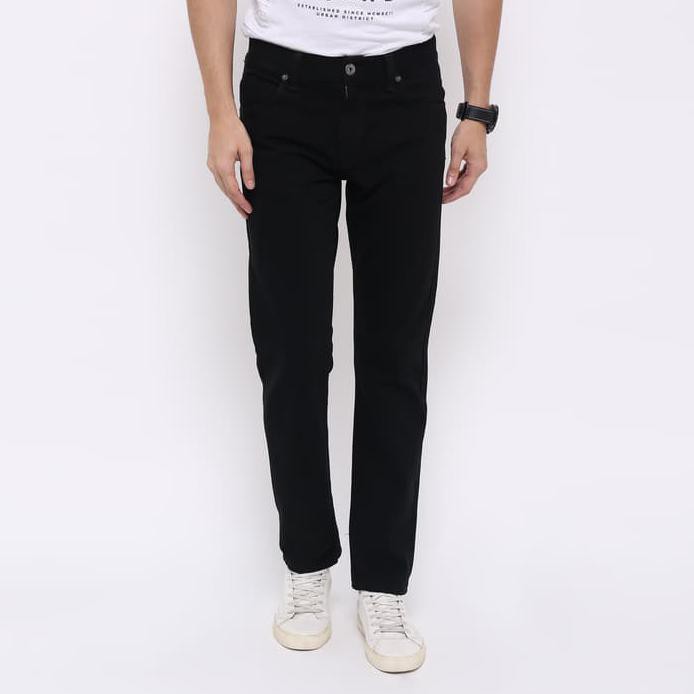Edwin Celana Jeans London Reguler Fit Pria Panjang Medium Black - Hitam, 27 Best Quality