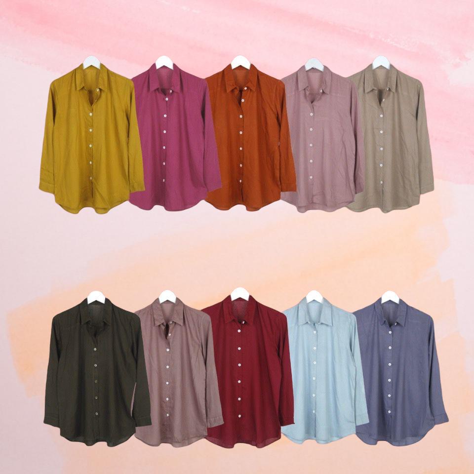 Tq88indonesia Fashion Kemeja Polos Wanita Lengan Panjang / Kem ADALY RAYON DIAMOND KEMEJA KANTOR KERJA WANITA  / Kemeja Cewek / Kemeja Wanita/ Kemeja Santai Cewek / Kem Polos / Kemeja Kekinian / Ootd