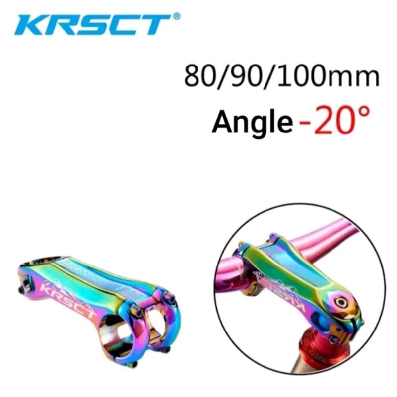 Stem KRSCT Rainbow Pelangi MTB 8 9 10 Cm Angle 20 Derajat Diameter 31.8 Oversize stem sepeda mtb roadbike road bike gravel aero