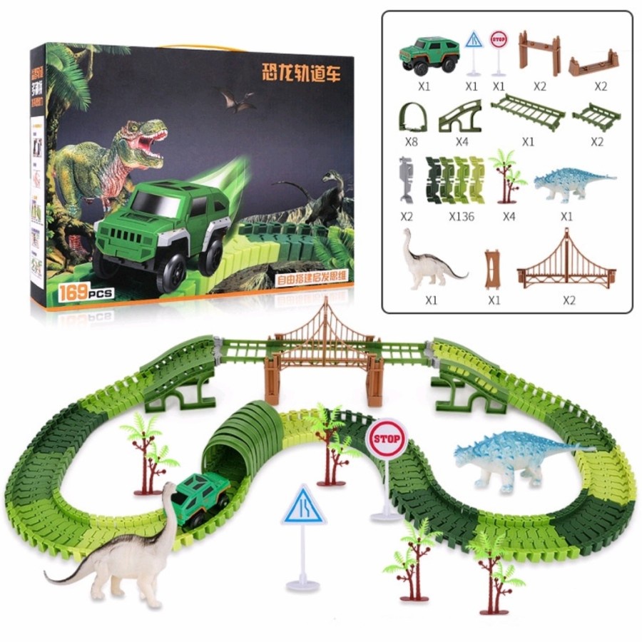 Maianan Anak DIY Rel Dinosaurus CREATE A DINOSAURUS ROAD