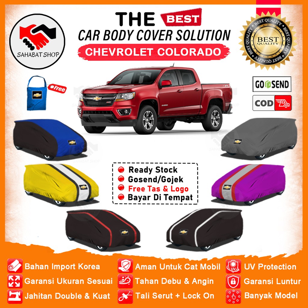 Sahabat Body Cover Mobil Colorado / Sarung Penutup Chevrolet Colorado Outdoor / Selimut Mantel Kerudung Tutup Pelindung Kerodong Mantol Terpal Jas Kelambu Mobil Colorado Waterproof Anti Air Model Orange