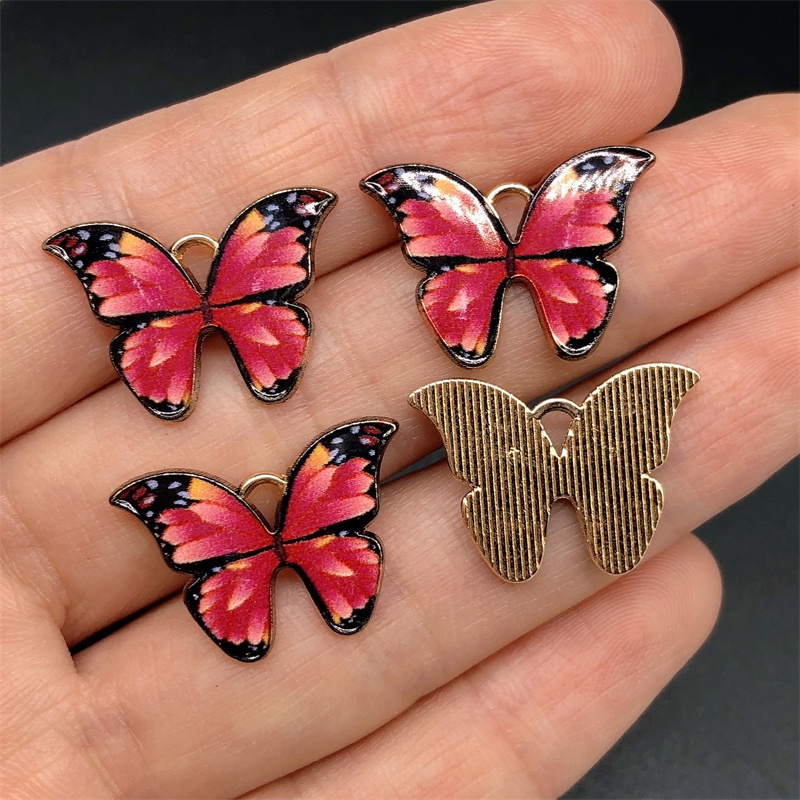 4pcs Liontin Bentuk Hewan Butterfly Bahan Alloy Untuk Membuat Perhiasan Anting