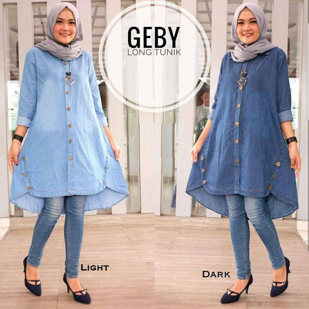 Trend Model 33 Gambar Baju Tunik  Jeans