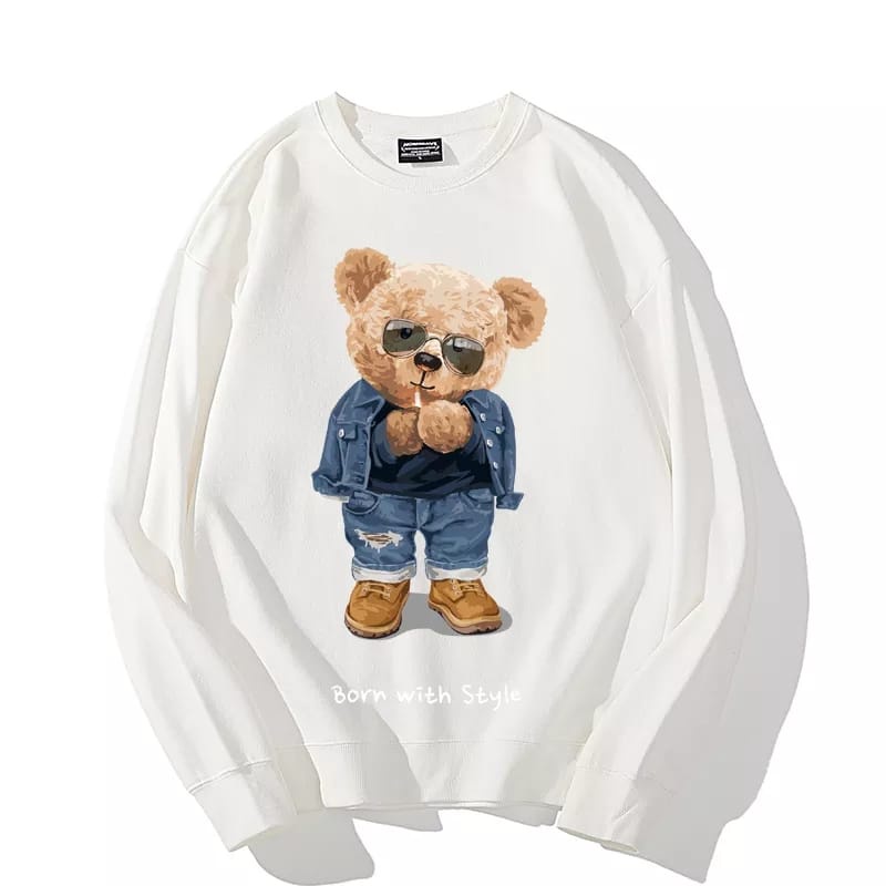 SWEATER BORN WITH STYLE TEDDY BEAR 3D,XL PRINTING