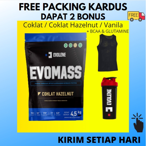 EVO MASS 4,5 KG EVOLENE SUSU PROTEIN EVOMASS  10LBS 10 LBS EVOMAS COKLAT MAS GAINER 4.5KG ORIGINAL EVOLIN EVOLINE EPOLENE EPOLINE HAZELNUT EVOMASS LB SUPLEMEN FITNESS GYM SUPPLEMENT VANILA VANILLA ICE CREAM GAINER PENAMBAH BERAT BADAN PENGGEMUK