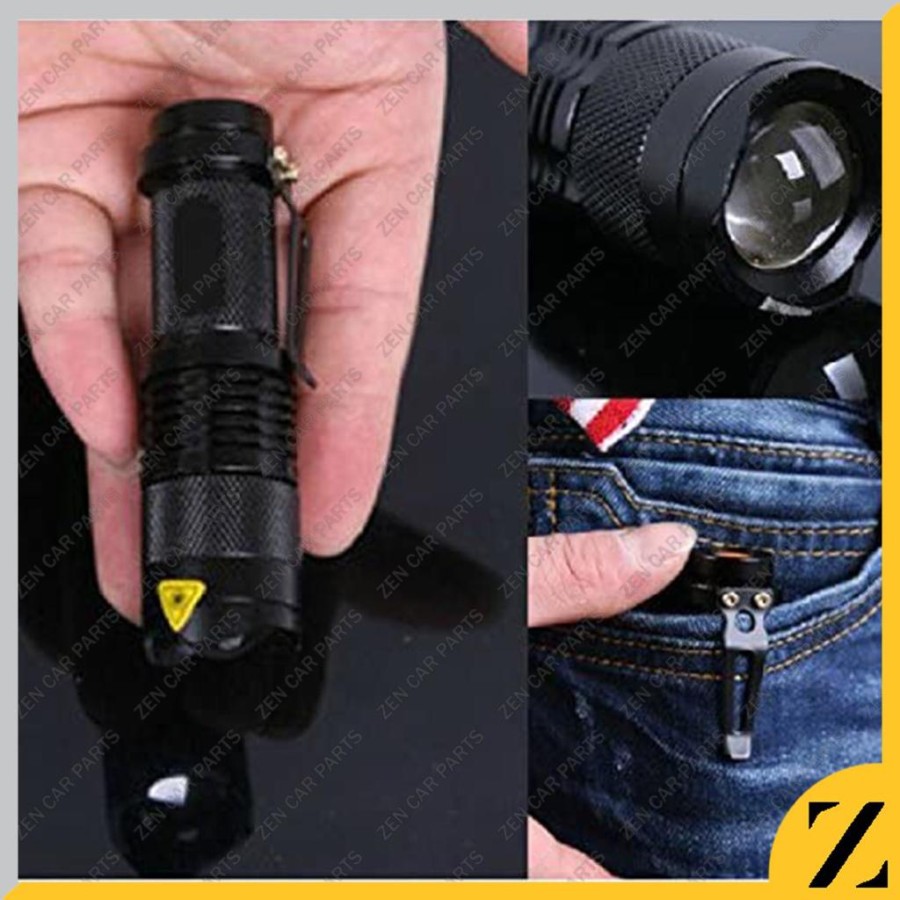 【COD】 Senter Pocketman Zoom Swat Mini 2000 Lumens LED Anti Air` Waterproof SWAT Police Flashlight AA