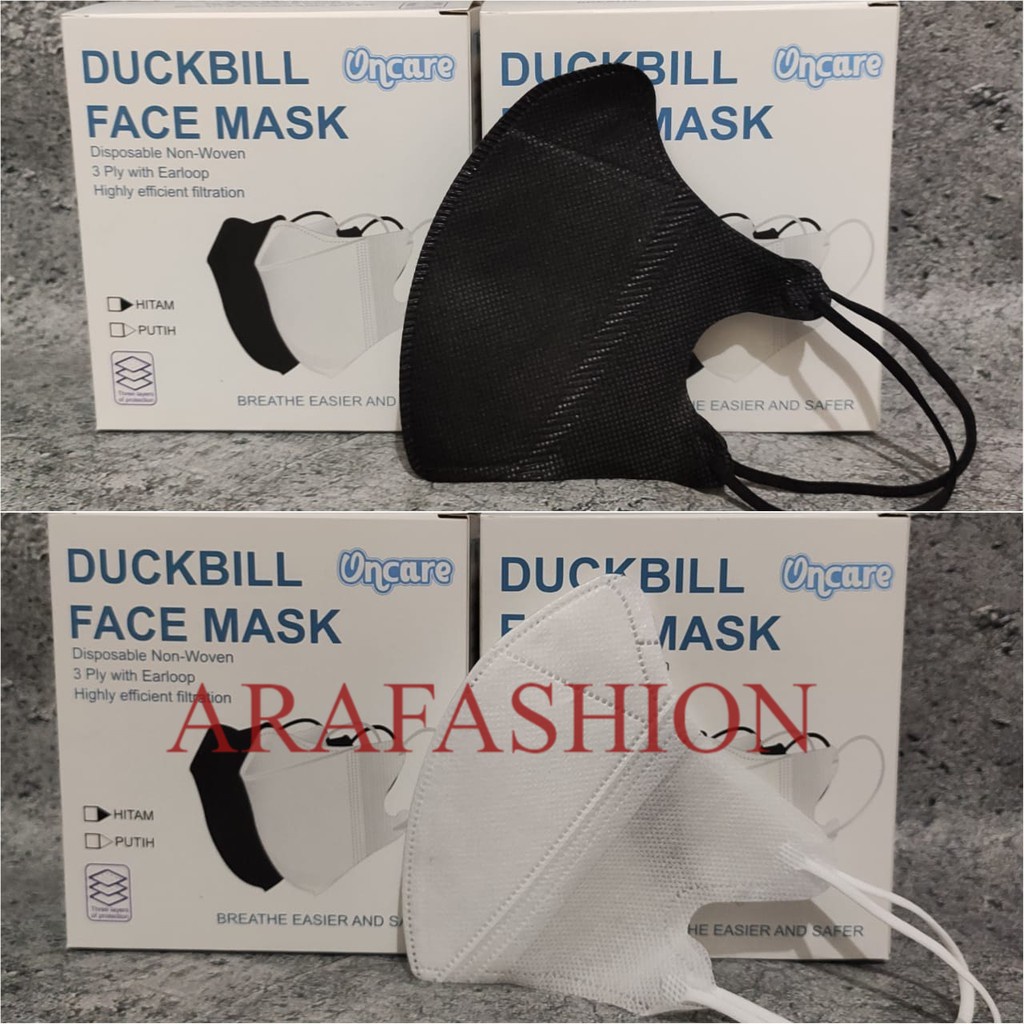 MASKER DUCKBILL ONCARE 3PLY GARIS PUTIH & HITAM - FACE MASK