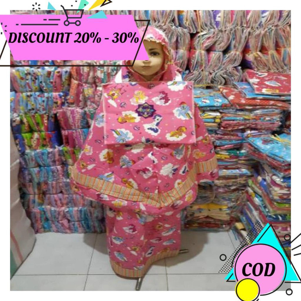 (BAYAR DITEMPAT) MUKENA ANAK KATUN KARAKTER KUDA PONI & LOL FREE TAS ( TAS DAPAT DIJADIKAN SAJADAH )