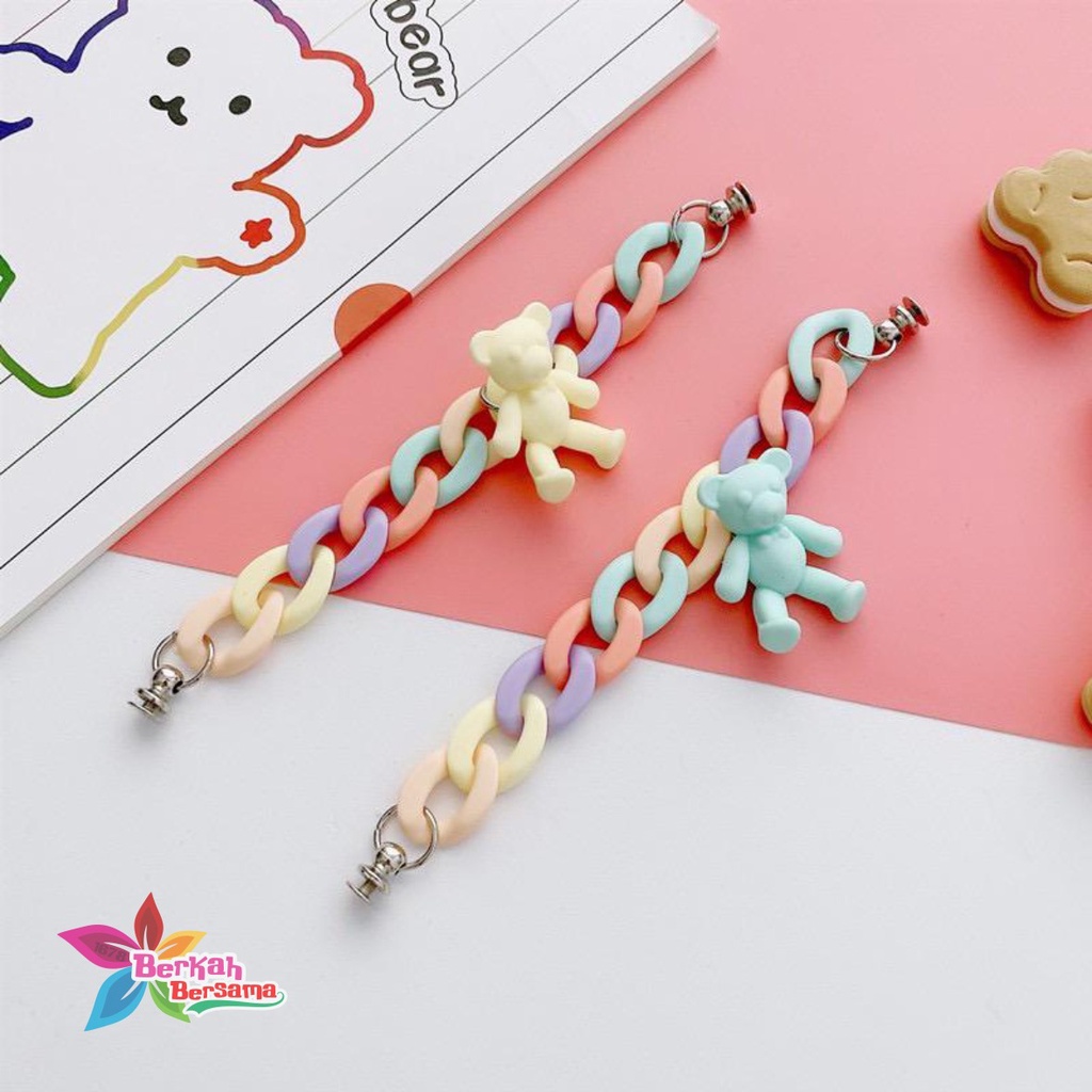 paket gelang tali rantai baut slingcase sling rantai beruang rainbow lanyard universal candy koper choice dove BB6033