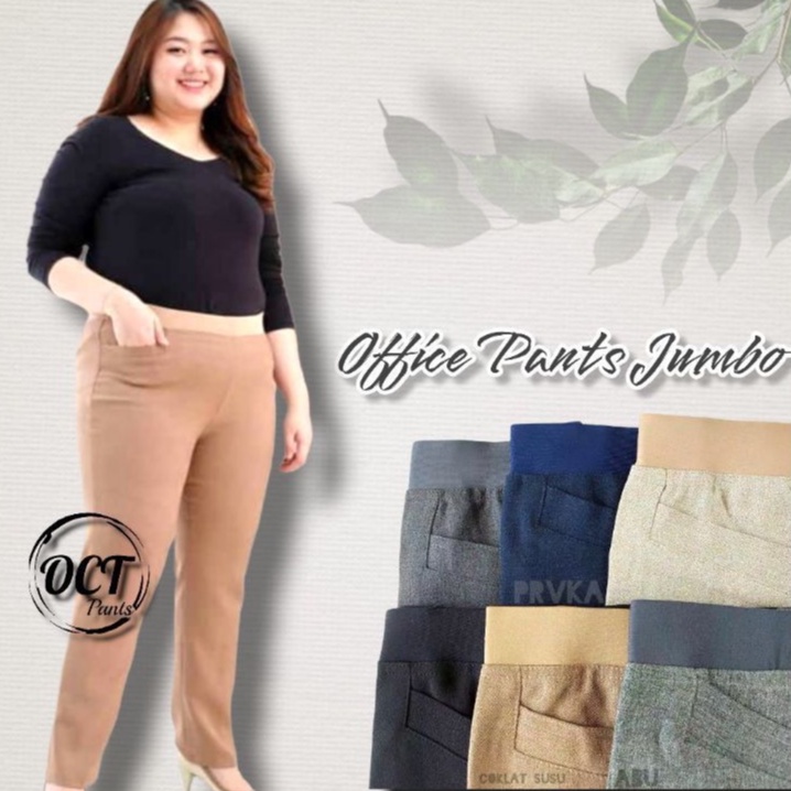 Celana Kerja Jumbo Pinggang Karet/Baggy Pants Termurah Bahan Gracella