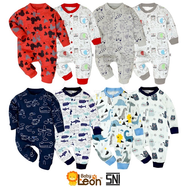 Jumpsuit panjang Sleepsuit Kaki Buka SNI BABY LEON 0-12 bulan COTTON Jumper Bayi Baju Tidur Bayi Anak sleepsuit bayi piyama anak kaos bayi laki laki perempuan kaos anak sni newborn baru lahir