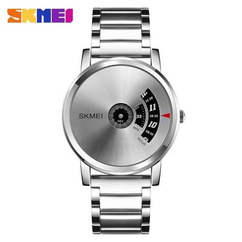Jam Tangan Cowok /  Jam Tangan Pria Casual Unik SKMEI 1260 Original Anti Air - Silver Terbaru