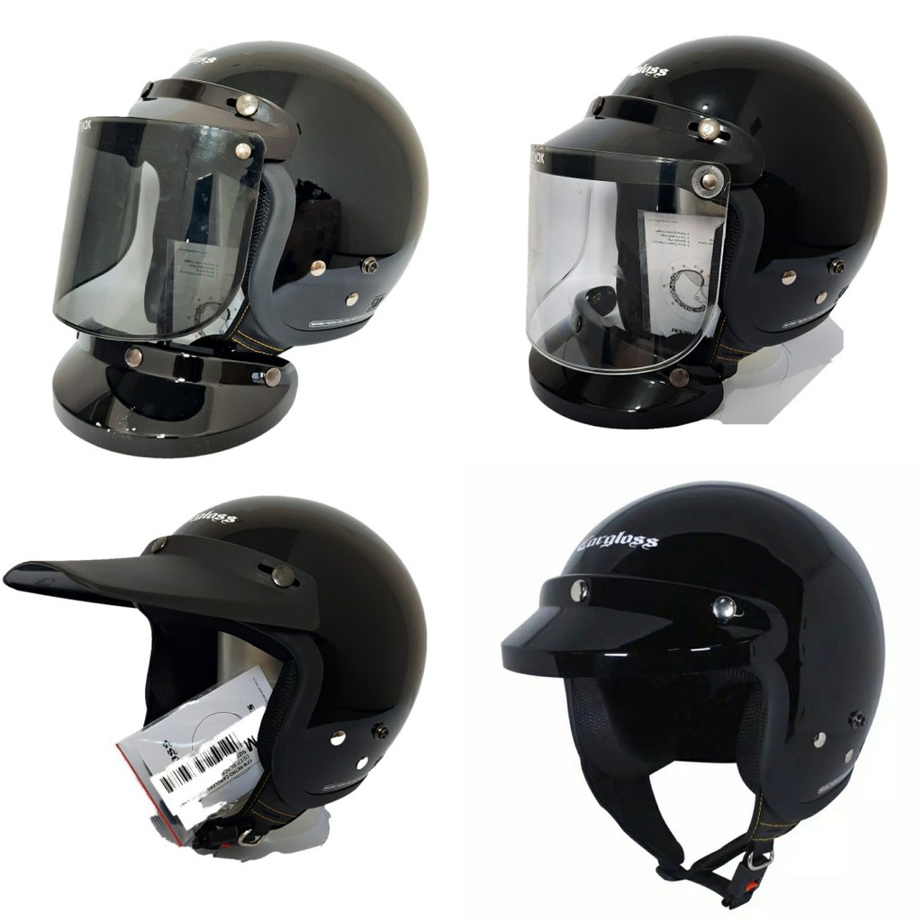 Helm Cargloss Retro Hitam Gloss