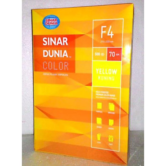 

Termurah Sinar Dunia Kertas Hvs F4 70 Gr Warna Kuning Offic