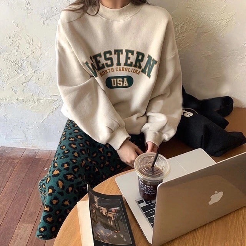 Sweater Basic Wanita Terbaru Western - Crewneck Wanita Western Basic Sweater Korea - Switer Oblong K