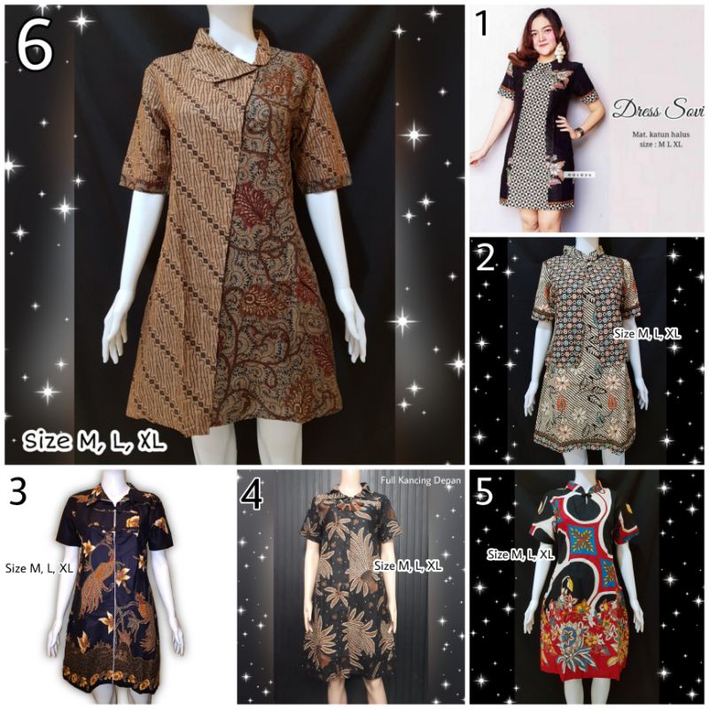 Dress Dres Batik Lengan Pendek Sogan Shanghai Rompi Kantor Kerja Kasual Casual