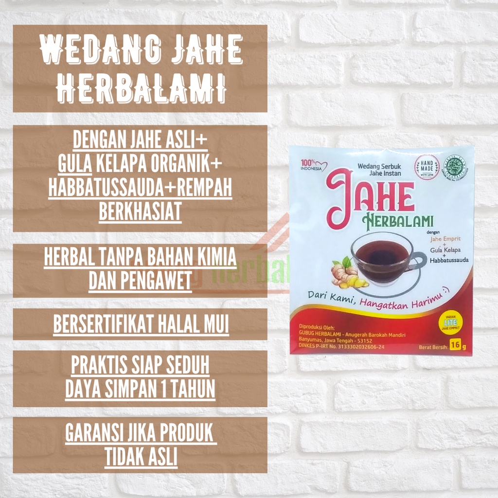 

Jahe Herbalami Lite Wedang Jahe Merah&Emprit Saset 100% HANDMADE✓