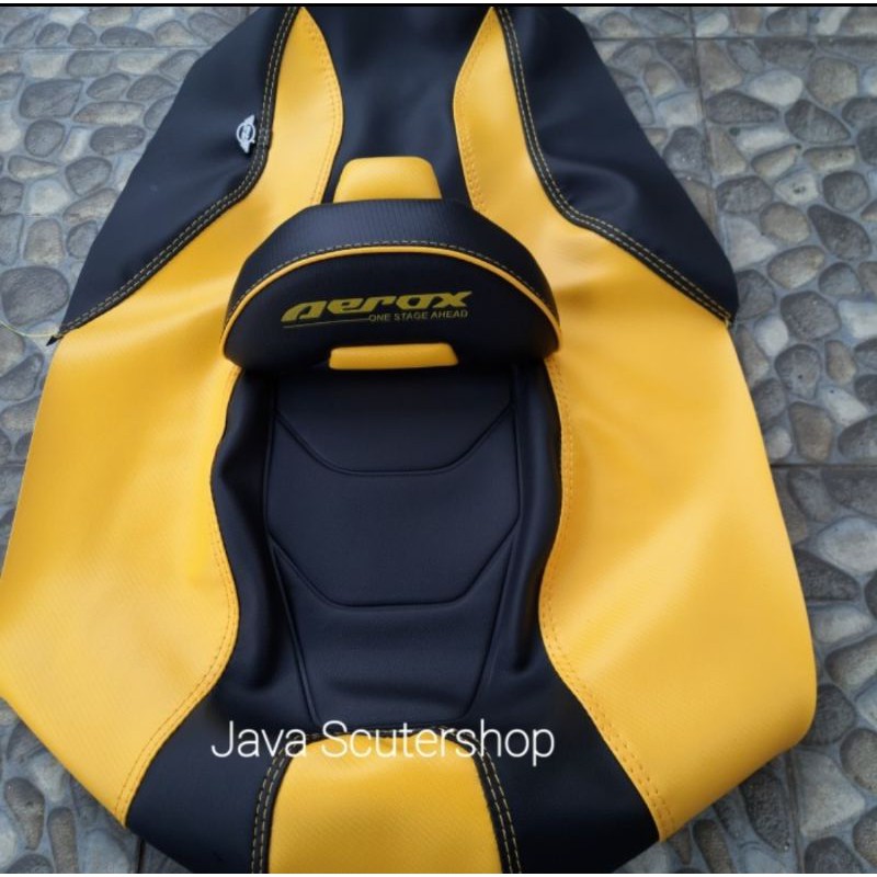 kulit jok Aerox custom MBtech /cover jok kulit MBtech