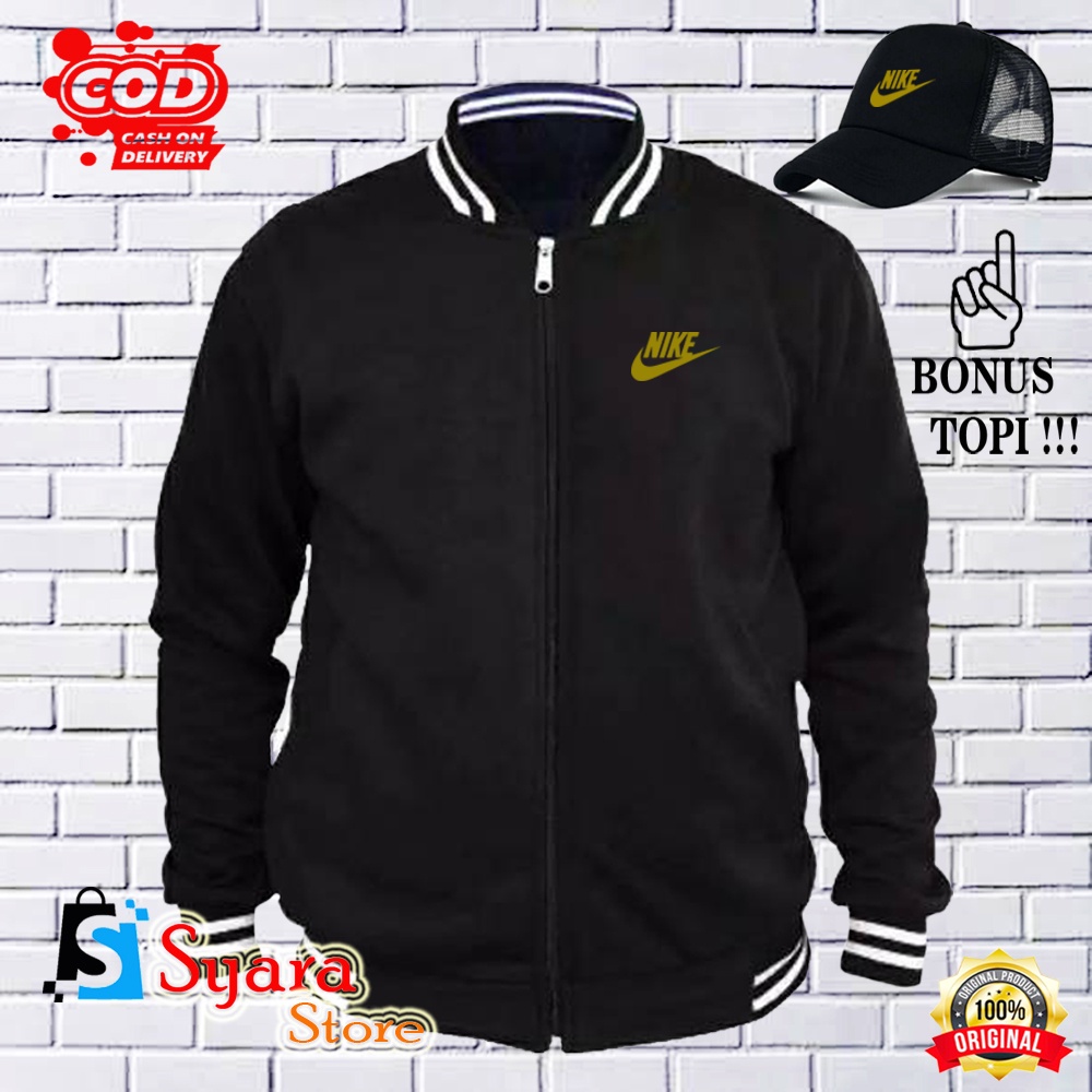 Syara Store / BONUS TOPI.. Jaket Varsity Baseball Nike Gold/ Jaket Distro Varsity / Jaket Baseball /