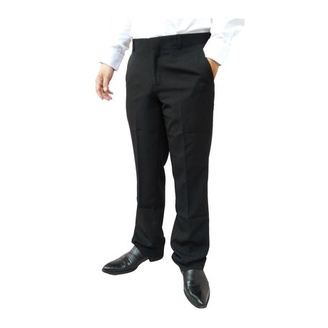 Lesta Langgeng - Celana Formal Pria Panjang  Model Standard Bahan Kain Teflon Warna Hitam