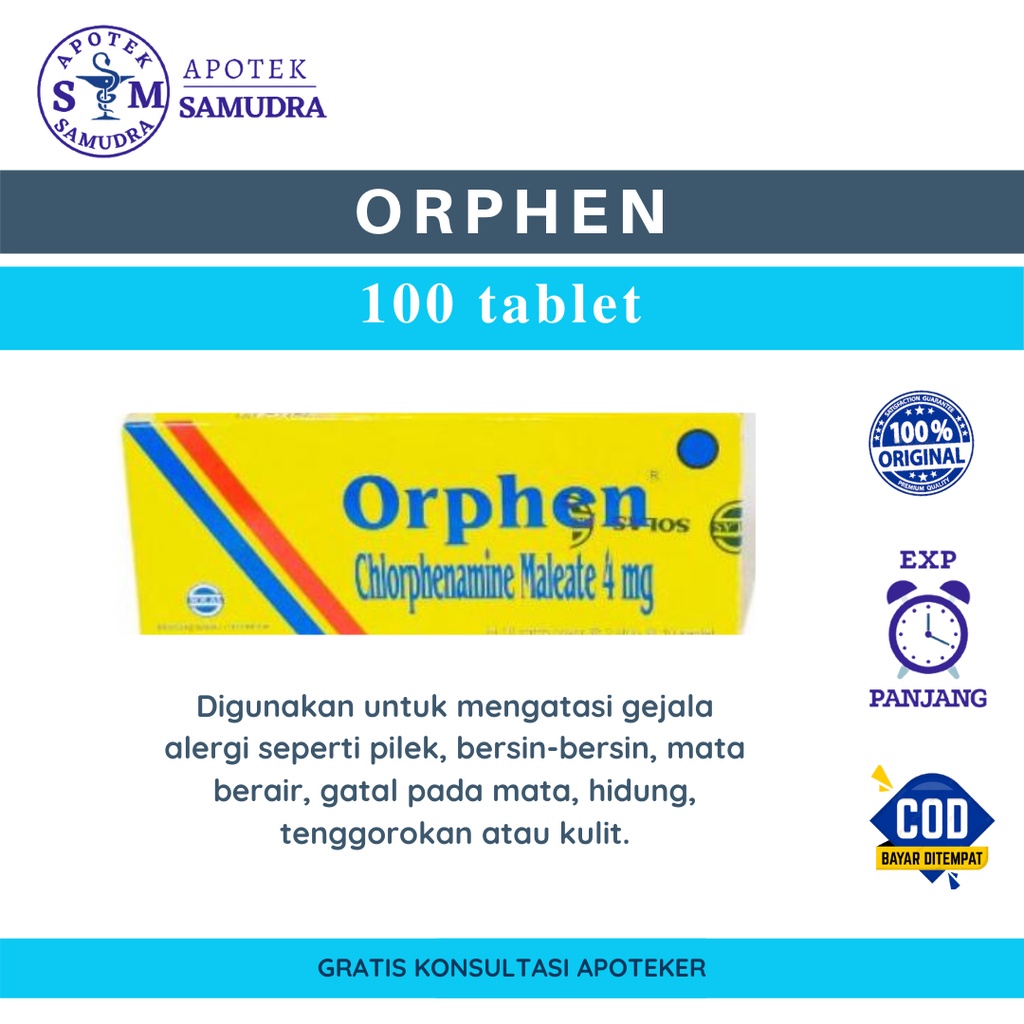 ORPHEN Tablet - Box isi  200 tablet obat alergi obat antihistamin obat anti alergi obat flu dan bers