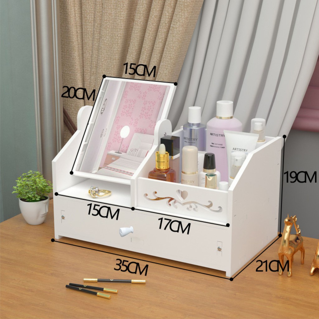 Queen_Fashions rak kosmetik makeup tempat skincare dengan cermin