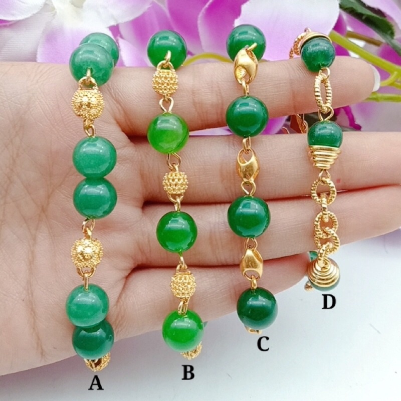 gelang xuping wanita lapis emas permata giok termurah star+