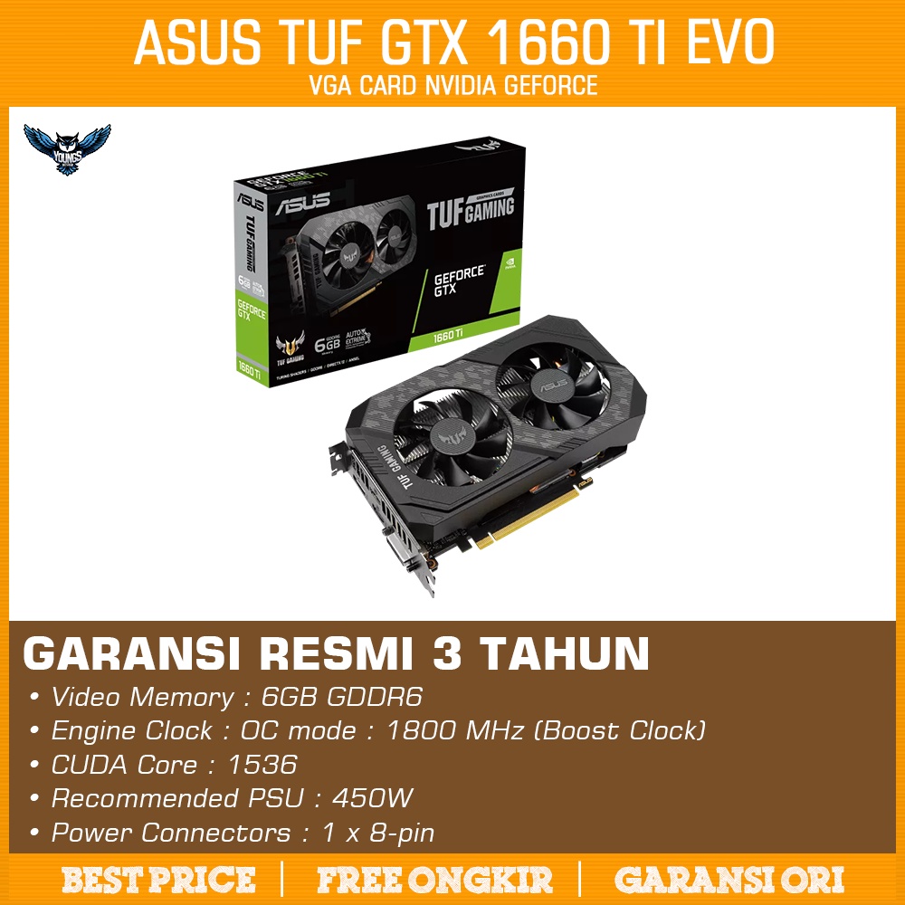 VGA CARD ASUS GTX 1660 Ti TUF GAMING EVO 8GB DDR6 GeForce 1660Ti