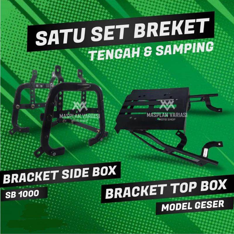 Paket HEMAT Bracket Top Box Model Geser plus Breket Side Box SB 1000 Full Fittingan Stabilizer Baket