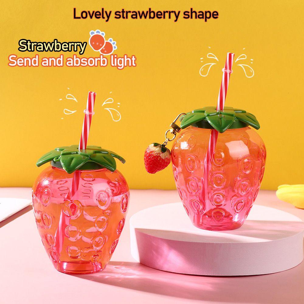 Suyo Strawberry Straw Cup Summer 500ml Botol Air Minum Plastik Food Grade