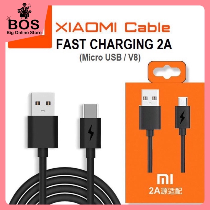 BOS - KABEL XIAOMI V8/MICRO USB DAN TYPE C | CABLE MI KBL CHARGER XIOMI KUALITAS MANTUL