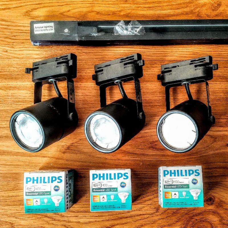 paket lampu rel led philips dan rel 1.5m