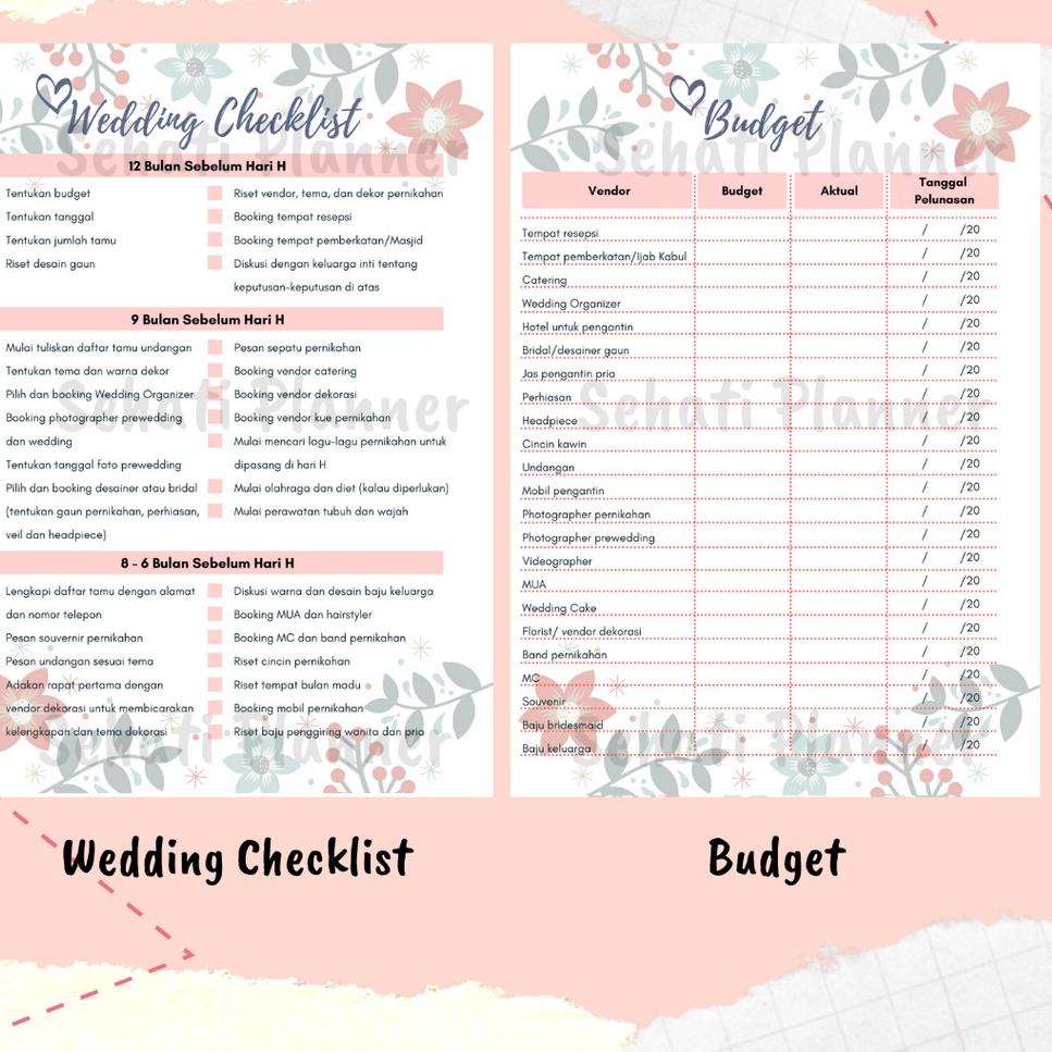 

jzv Wedding Planner / Kertas Binder Loose Leaf A5 & B5 / Sehati Planner obud422