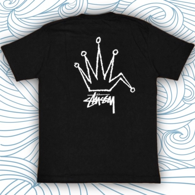 T SHIRT KAOS STUSSY OLD CROWN BLACK AUTHENTIC ORIGINAL