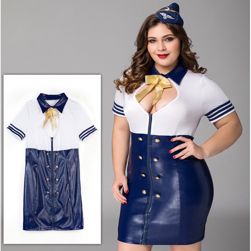 Lingerie Cosplay jumbo wanita plus size baju tidur big size import sexy pramugari stewardess