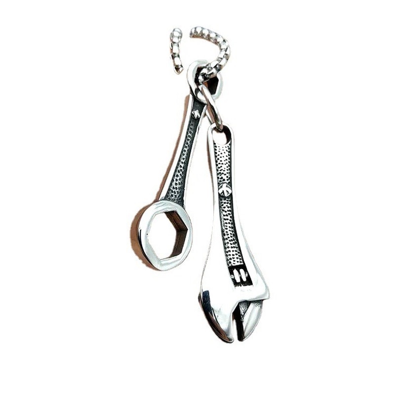 Vintage Hip-hop Fashion Pria Stainless Steel Wrench Disesuaikan Kalung Punk Pesta Perhiasan Aksesoris