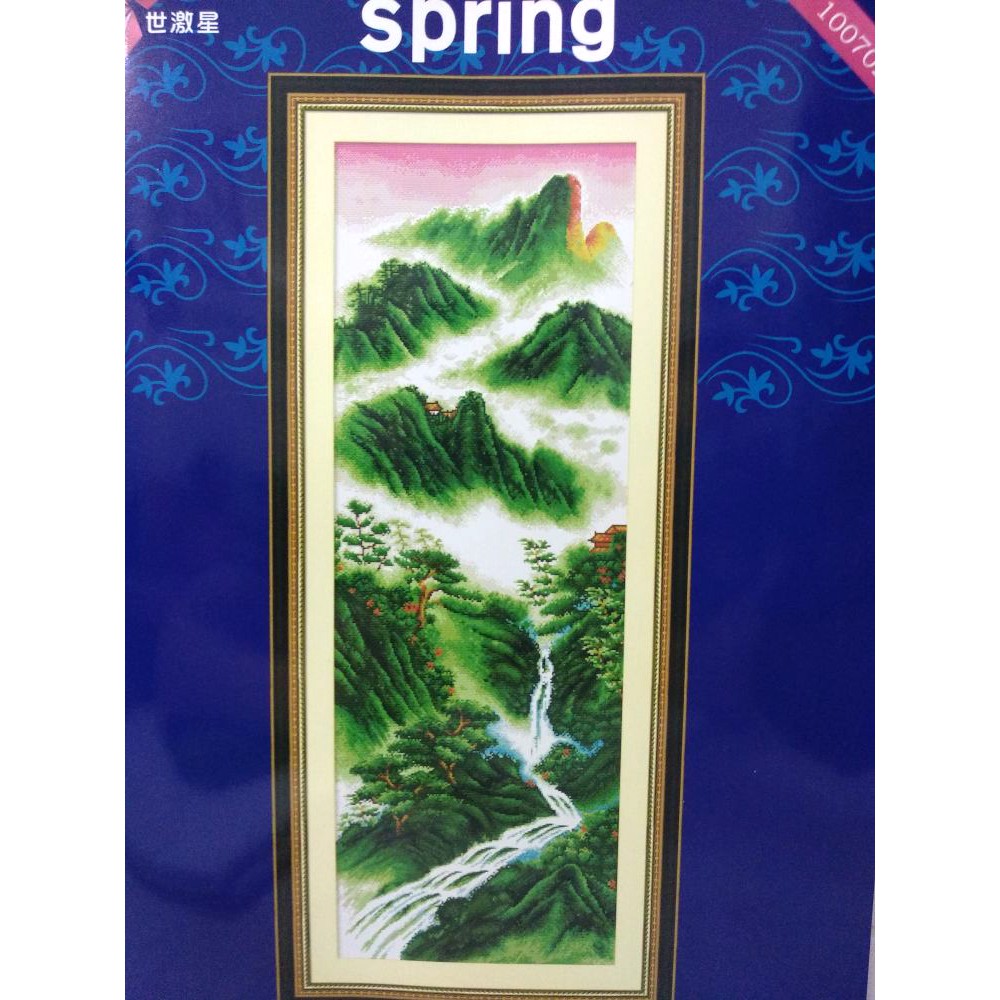 DISKON Paket Sulam Kristik Strimin DOME 100702 Pemandangan Chinese Oriental Gunung Mountain Spring