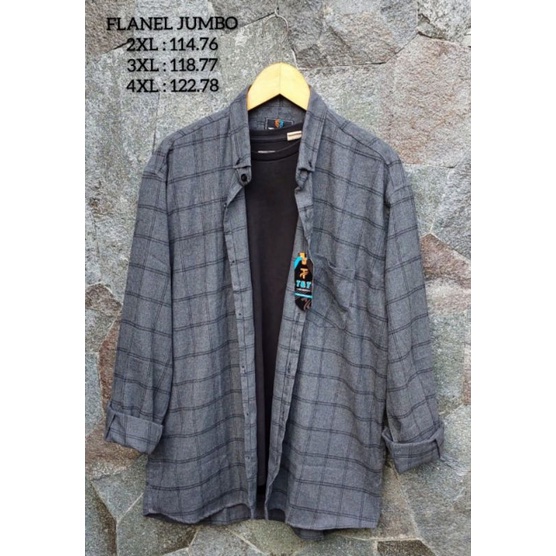 kemeja flanel pria lengan panjang abu list hitam